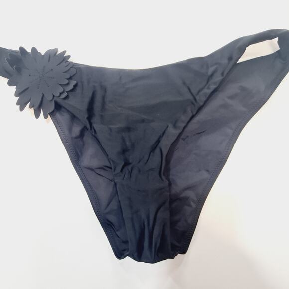 MILLY Cabana Applique Bikini Bottom in Black - Picture 2 of 7